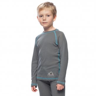 Изображение Детская футболка Merino Wool Kids U Sleeve, серый/бирюза