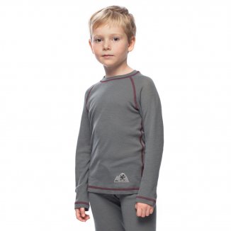 Изображение Детская футболка Merino Wool Kids U Sleeve, серый/бордо