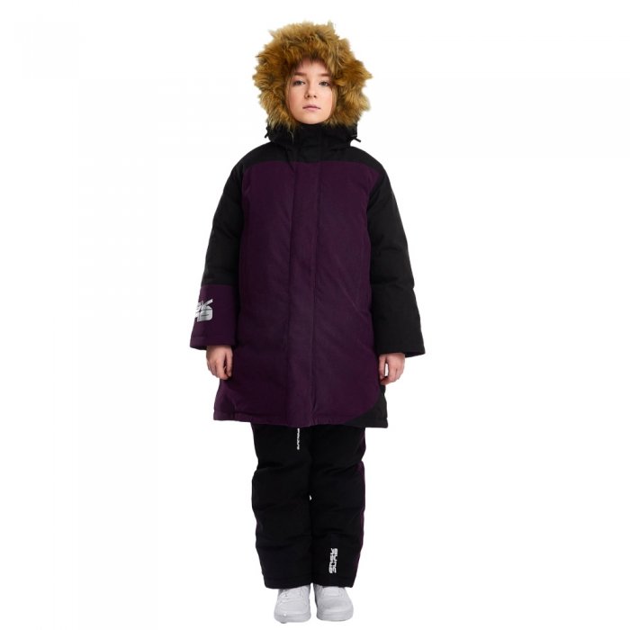 Куртка пуховая для девочки Bask Siri, черный/фиолетовый